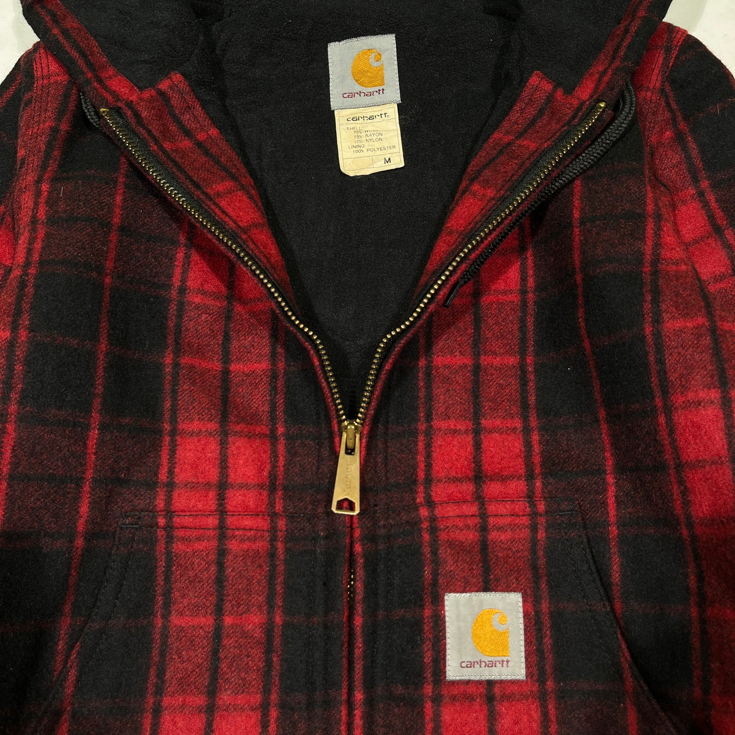 Authentic Vintage Carhartt Detroit Plaid Wool Tartan Jacket (XS)