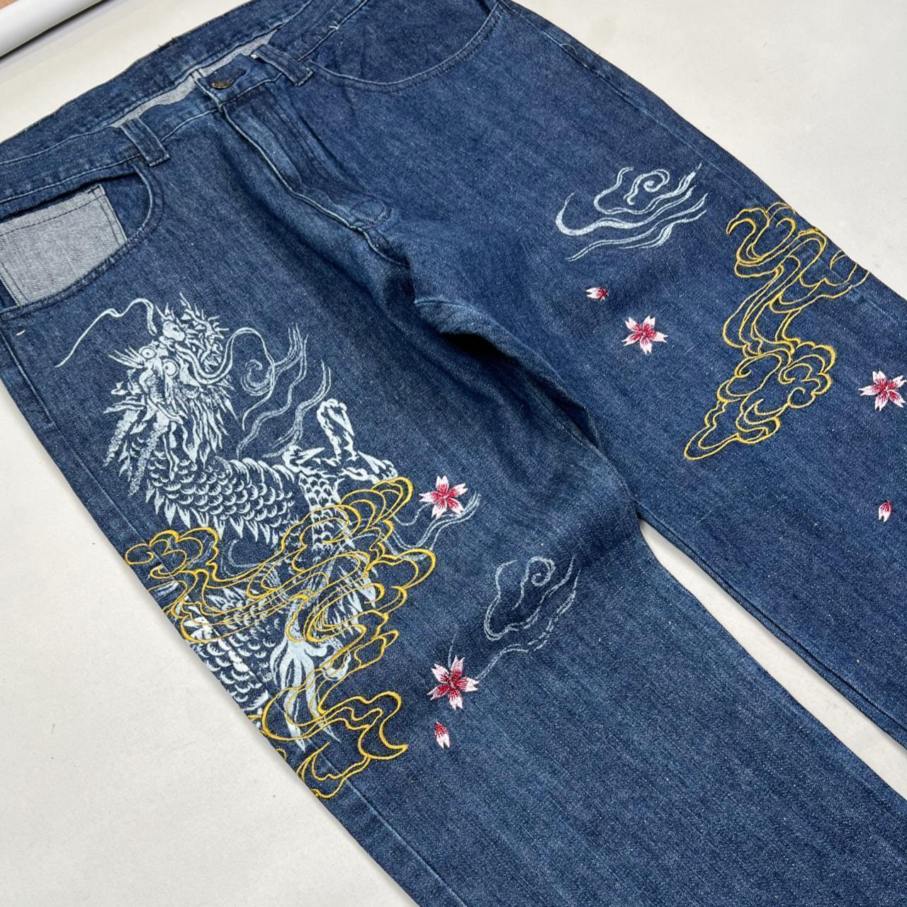 Authentic Vintage Embroidered Japanese Denim Jeans (36")